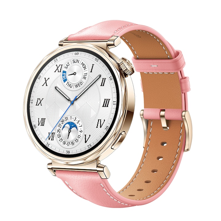 Каишка от естествена кожа Smart Pulse Premium за Huawei Watch GT 4 41 mm, Huawei Watch GT 5 41mmGarmin, Vivoactive 4S, Venu 2S, 3S, Casio, Fosil, 18 mm, Розова