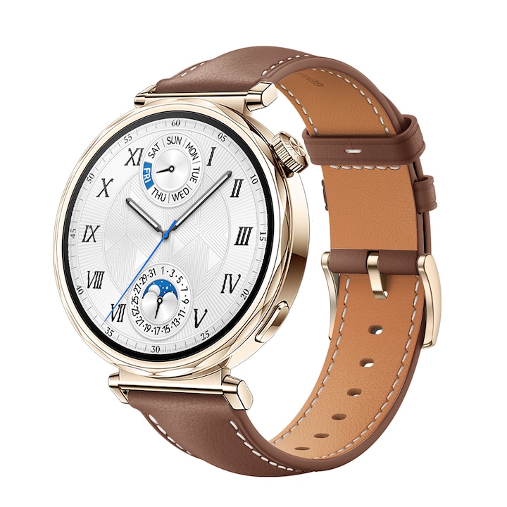 Каишка от естествена кожа Smart Pulse Premium за Huawei Watch GT 4 41 mm, Huawei Watch GT 5 41mmGarmin, Vivoactive 4S, Venu 2S, 3S, Casio, Fosil, 18 mm, Кафява
