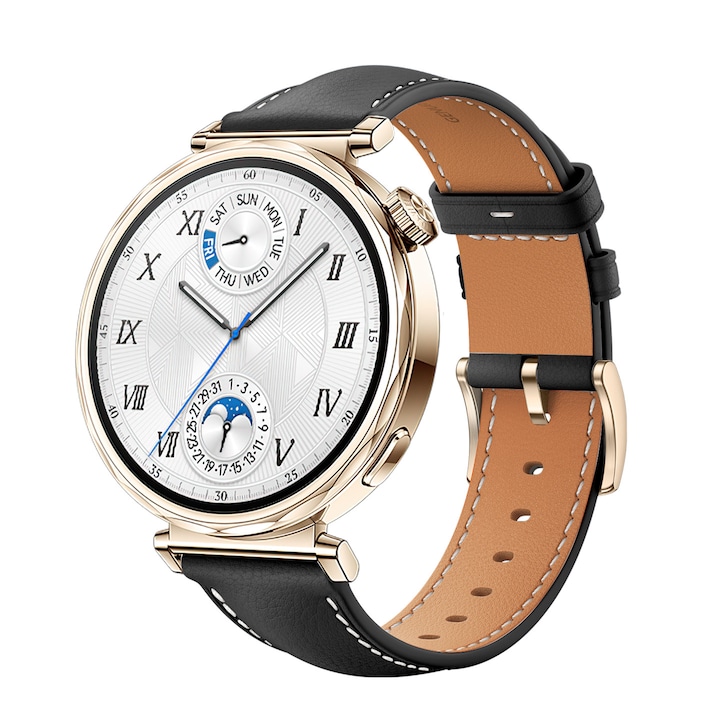 Каишка от естествена кожа Smart Pulse Premium за Huawei Watch GT 4 41 mm, Huawei Watch GT 5 41mmGarmin, Vivoactive 4S, Venu 2S, 3S, Casio, Fosil, 18 mm, Черна