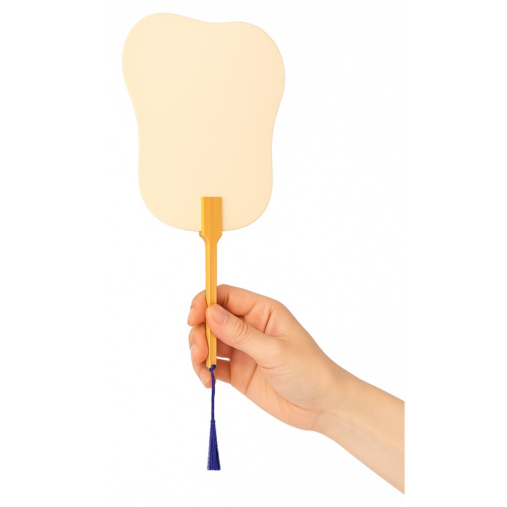 Evantai, hartie de orez, nescris, caligrafie chineza pictura creatie, decor, cu maner, bej