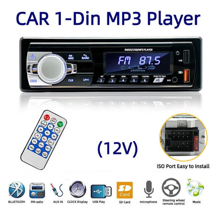 MP3 player auto, OTTOOPPXIN®, Bluetooth, radio AM/FM, 4x60W, negru, 1 ...