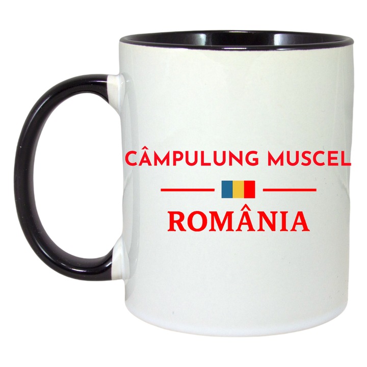 Cana Romania Oras CAMPULUNG MUSCEL, Ceramica, Cri-flo, Culoare Maner si interior Negru