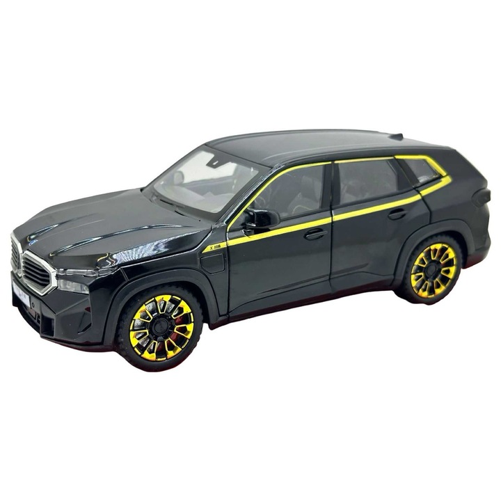 Macheta SUV BMW XM Die-Cast 1:24 Negru -sunete, lumini si resort- 20cm