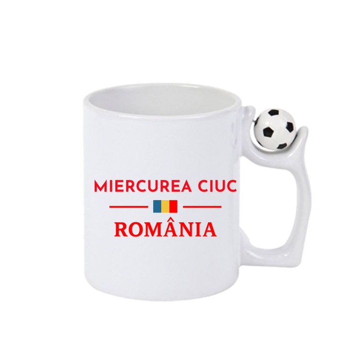 Cana Romania Oras MIERCUREA CIUC, Ceramica, Cri-flo, Minge rotativa antistres, Culoare Maner si interior Alb-Negru