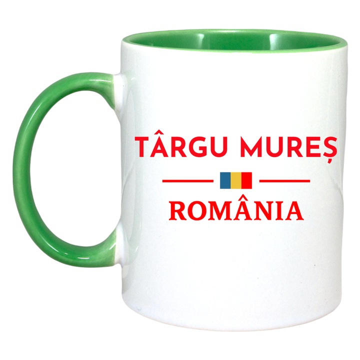 Cana Romania Oras TARGU MURES, Ceramica, Cri-flo, Culoare Maner si interior Verde