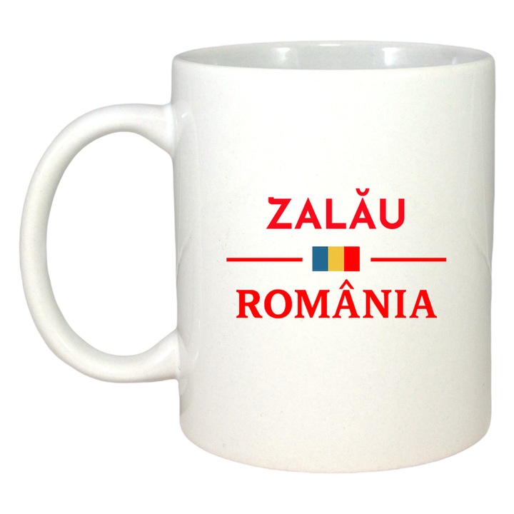 Cana Romania Oras ZALAU, Ceramica, Cri-flo, Culoare Maner si interior Alb
