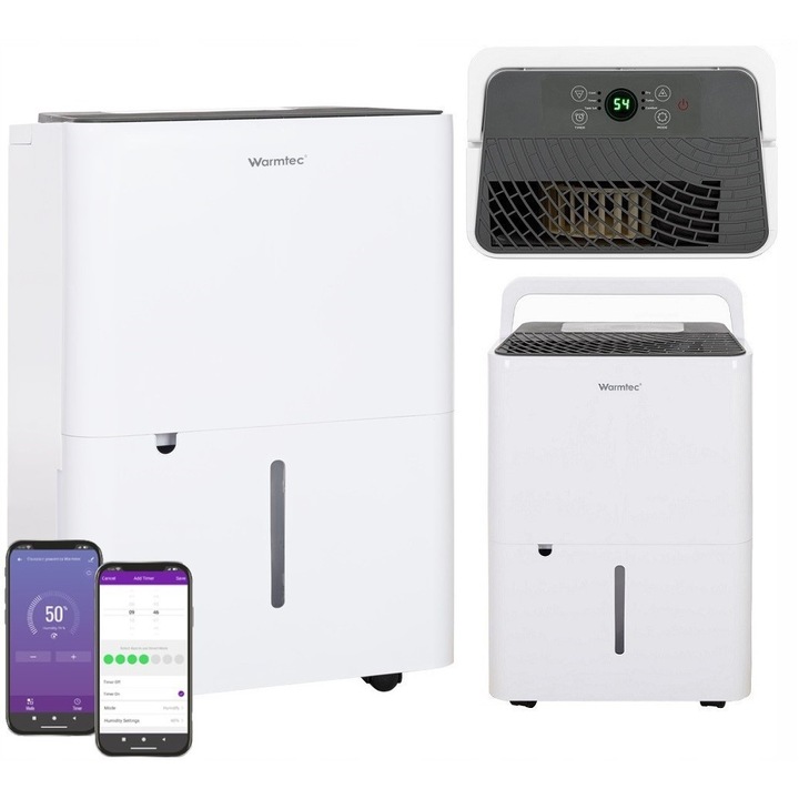 Warmtec Odt-12N Влагоабсорбатор, Дренажен маркуч, Ръководство за потребителя, Emultimax, Odt-12N, Капацитет на обезвлажняване до 12 л/24 ч, Резервоар за кондензат 1,5 л, Въздушен поток до 100 м³/ч, 28 x 38,6 x 19,5 см, Бял