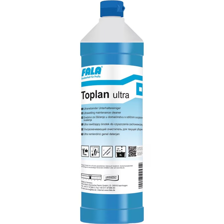 Detergent Profesional Ultranetetizant, FALA Toplan Ultra, pentru Intretinerea suprafetelor lavabile, parfum fructat, 1L