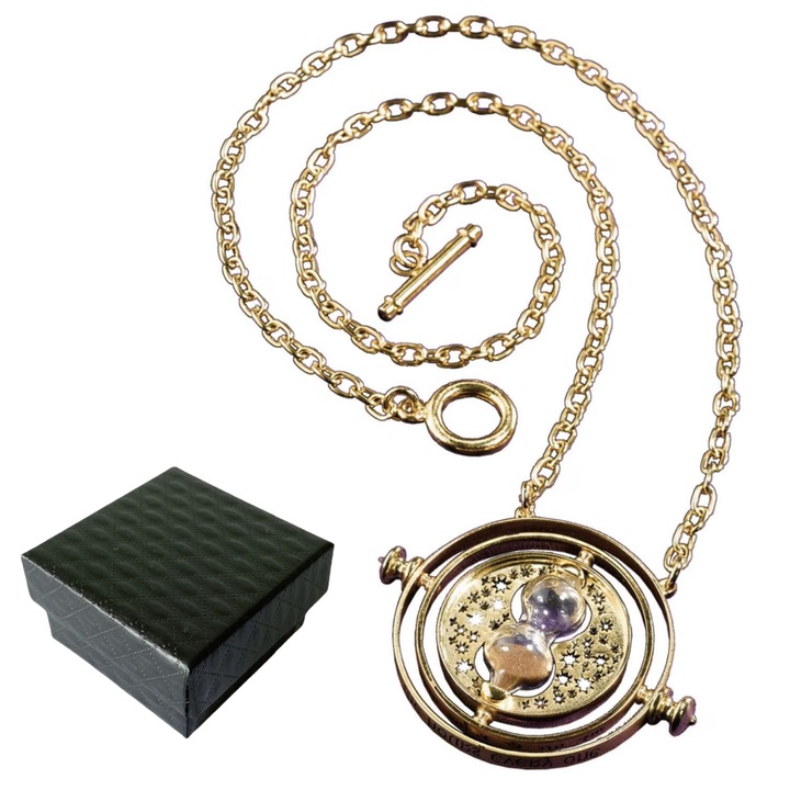 Colier Harry Potter, Cosplay, bijuterii de costume, Cu cutie de depozitare, Pentru colectie, Cu text gravat, Vanaxalife®, Auriu