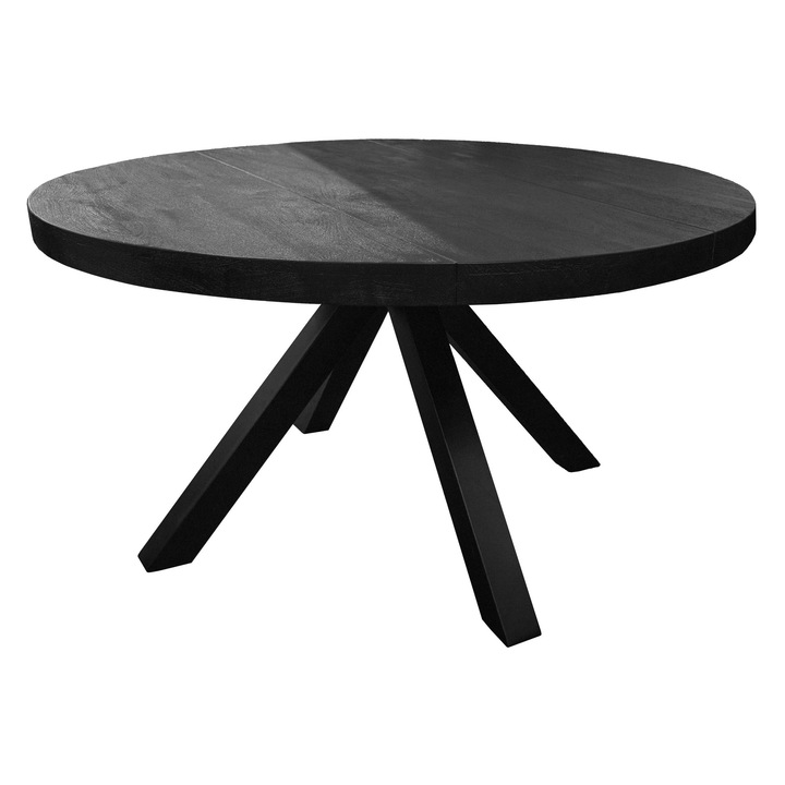 Masa dining rotunda negru mat din lemn de mango, Z-HOME