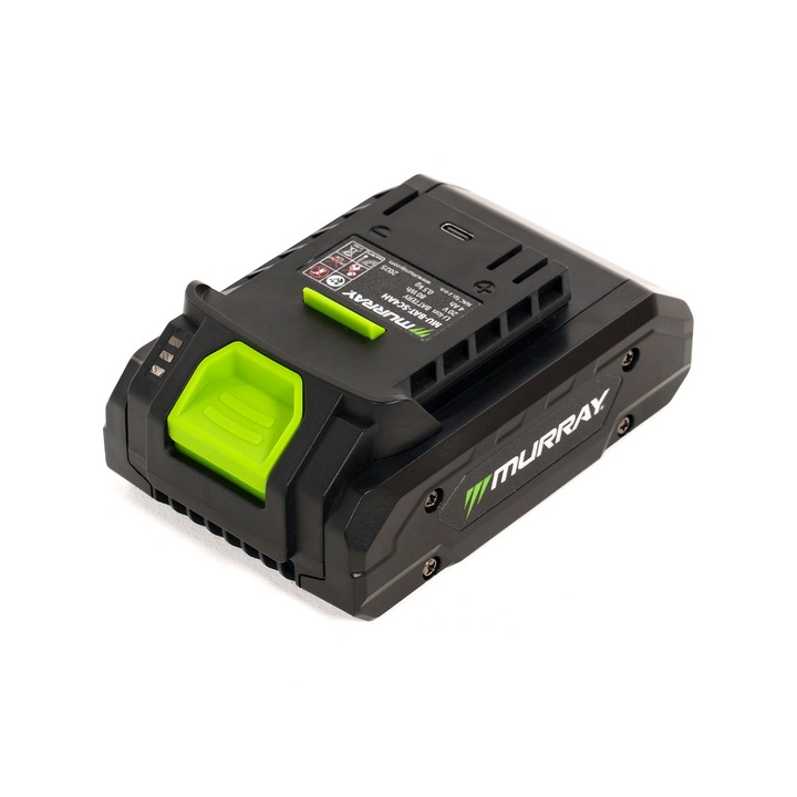 Acumulator Murray 20V, 4Ah, USB-C, negru-verde, 13x9x6cm