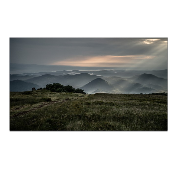 Tablou Canvas Muntii Maramuresului vazuti de pe Varful Ignis la Apusul Soarelui, 30x40 cm