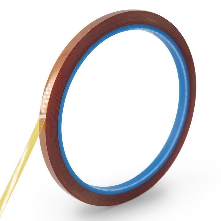 Banda adeziva rezistenta la temperaturi inalte, eleBite®, poliamida (PI), pana la 400°C, izolatie ridicata, rezistenta la acizi si alcalii, anti-frecare si anti-ruptura, ideala pentru protectia circuitelor PCB si aplicatii electronice, 5mm x 35m