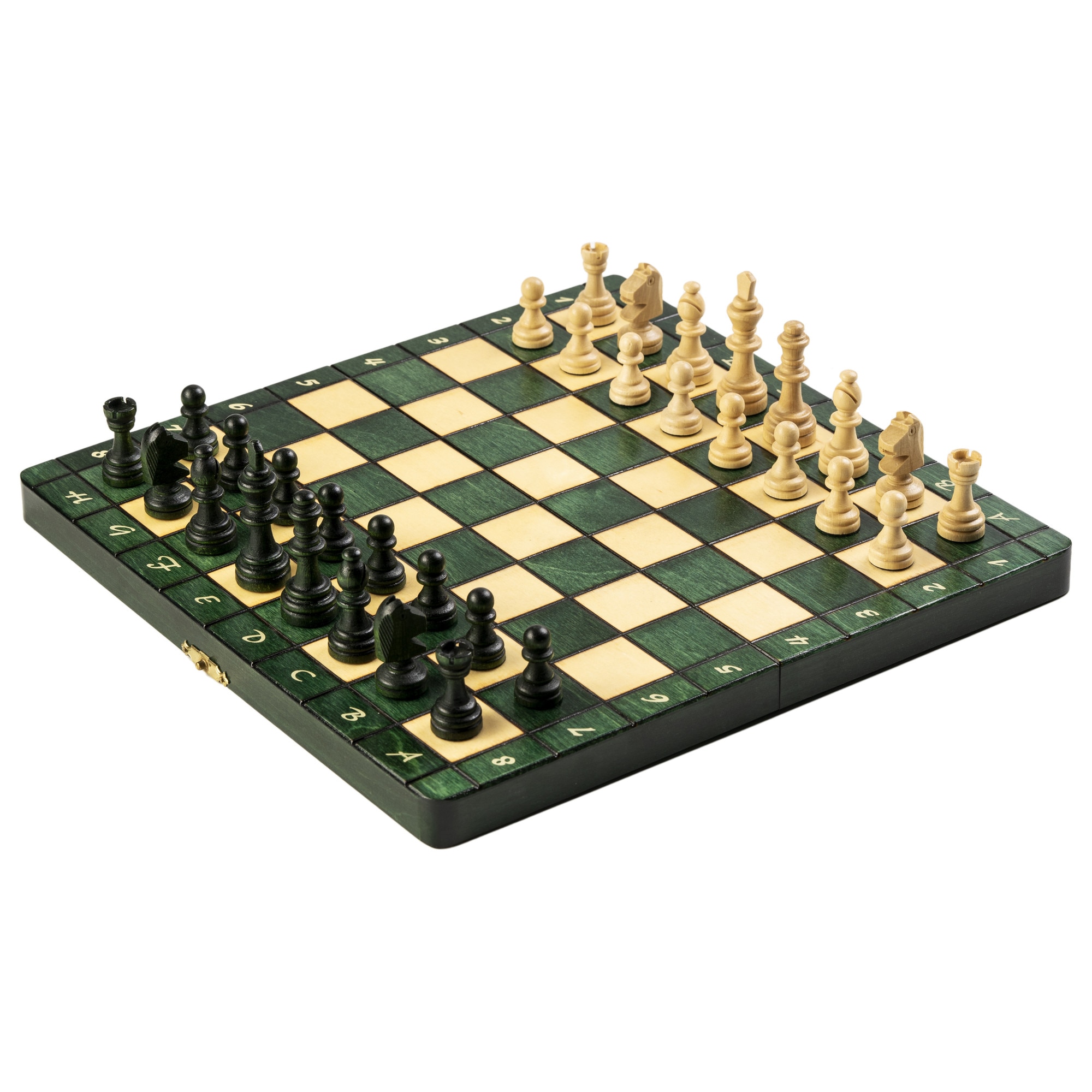 Sah magnetic verde, 28x28 cm, tabla de sah incrustata - eMAG.ro