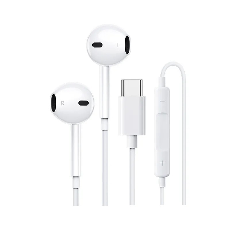 Casti In-Ear cu Microfon si Control Integrat, Conector Type-C, Alb, Negru, 1.3m – Sunet Hi-Fi, Compatibile Android & Huawei