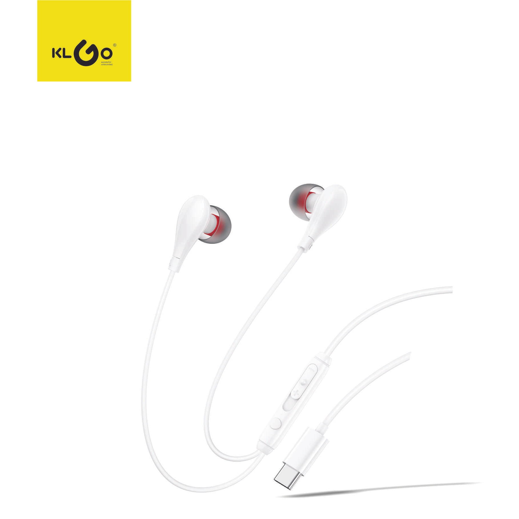 Casti cu Fir Type-C KLGO, Microfon si Control Volum, Compatibile iPhone & Android, 1.2m – Alb