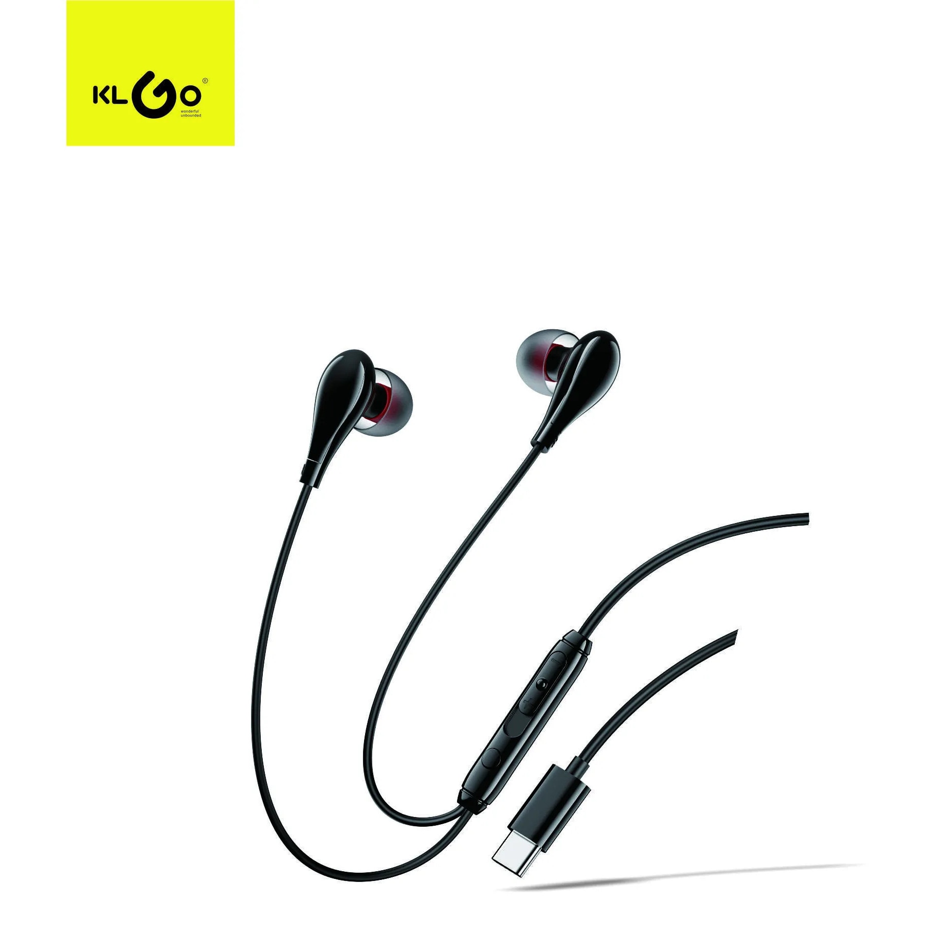 Casti cu Fir Type-C KLGO, Microfon si Control Volum, Compatibile iPhone & Android, 1.2m – Negru