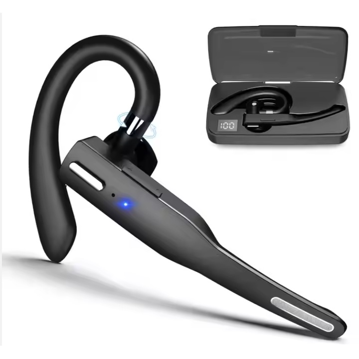 Bluetooth kihangosító üzleti headset, EM-YYK525 HD mikrofonnal, zajcsökkentéssel, LED-del, ergonomikus fültámasz (másolat)