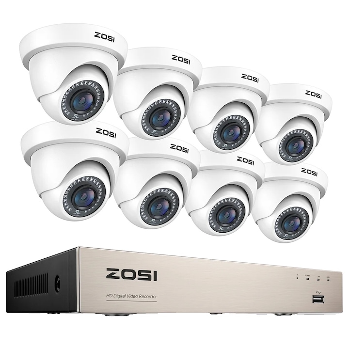Sistem supraveghere Dahua 5MP 4 Camere Analog Exterior Lentila 3.6mm Dual Light IR 20m WL 20m Microfon si DVR 4 canale