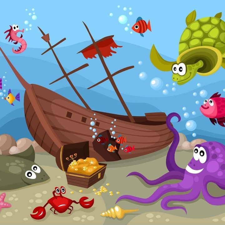 Премиум картина върху платно LuxCanva K1023, Морски приятели, 45 X 60 см