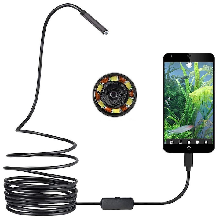 USB endoszkóp kamera 5.5mm, 6 LED, hajlékony kábel, 5m, vízálló