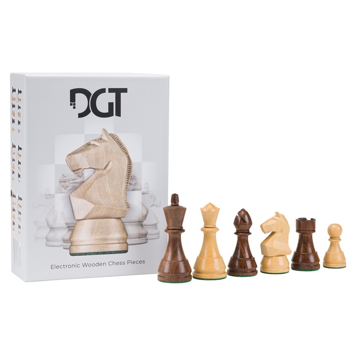 Set figuri sah DGT Modern, lemn, 3,75'', pentru table electronice