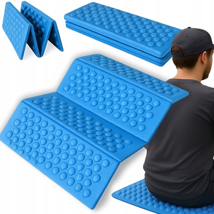 Туристическа постелка, Сгъваема, PrzydaSie.pl, 38.5x28x0.8 см, неплъзгаща се, синя