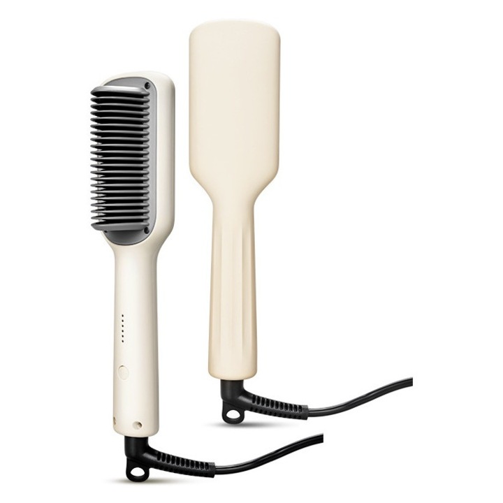 Perie electrica pentru indreptat parul, cu 5 viteze, portabila, anti-scaldare, multifunctionala, oprire automata, 33W, alb