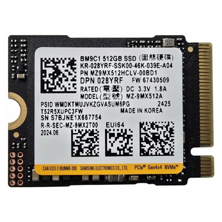 SSD Samsung BM9C1 512GB PCIe Gen4x4.0 NVMe M.2 четене/запис 4700/2300 MB/s