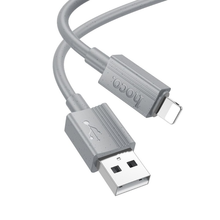 USB A към Lightning кабел за зареждане, Бързо зареждане, 2, 4A, Hoco X107, 1 м, Сив