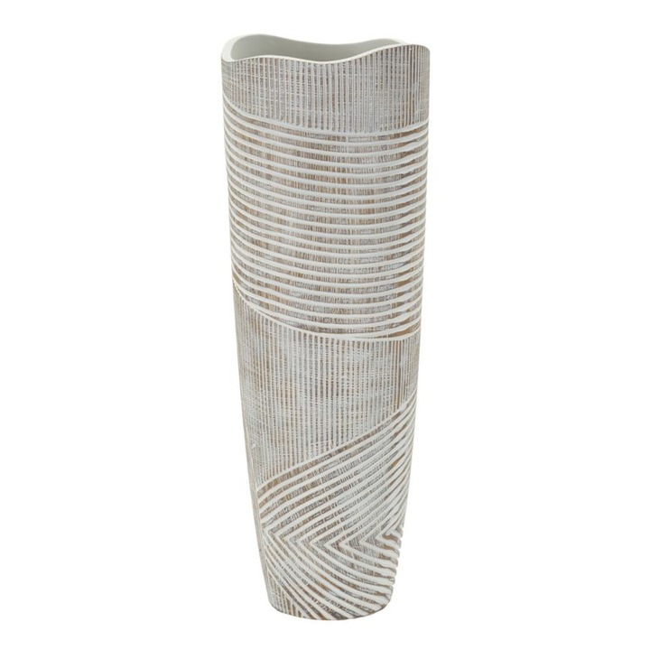 Vaza Decorativa Lines, Poliresina, Alb, 55x19x19 cm, Epikasa