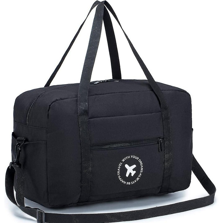 Összecsukható utazótáska, 40x20x25cm, nejlon, fekete