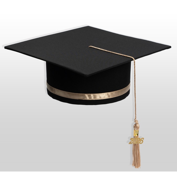 Toca de Absolvire Nepersonalizata pentru Elevi / Studenti, Crem-Sampanie, Ceremonie / Serbare, Sfarsit de An, Liceu, Facultate, Marime Universala