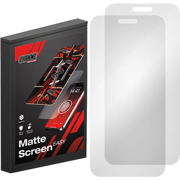 Стъклен протектор, Grizz MatteScreen Easy 2-Pack за iPhone 15 Pro Max, Прозрачен, 2 броя