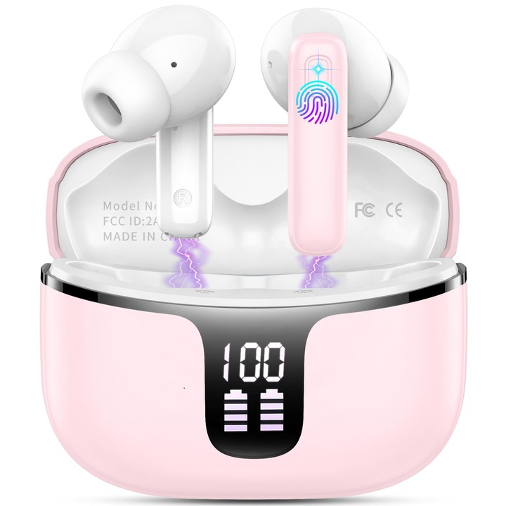 Vezeték nélküli fülre helyezhető fülhallgató, Bluetooth 5.3, 4 mikrofon, érintésvezérlés, többszínű