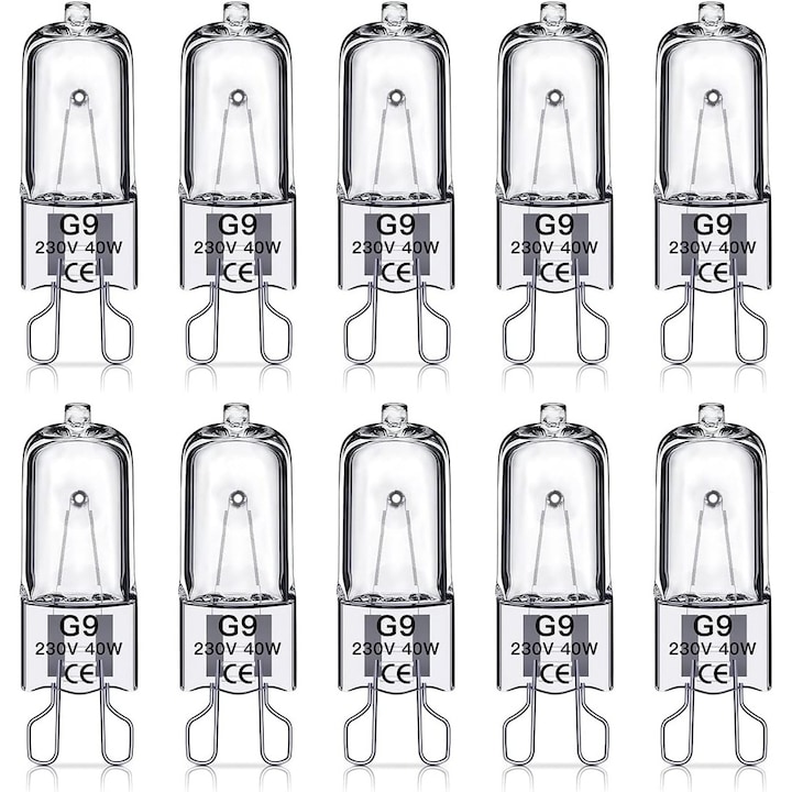 Becuri halogen G9, 40W, 230V, set 10 bucati
