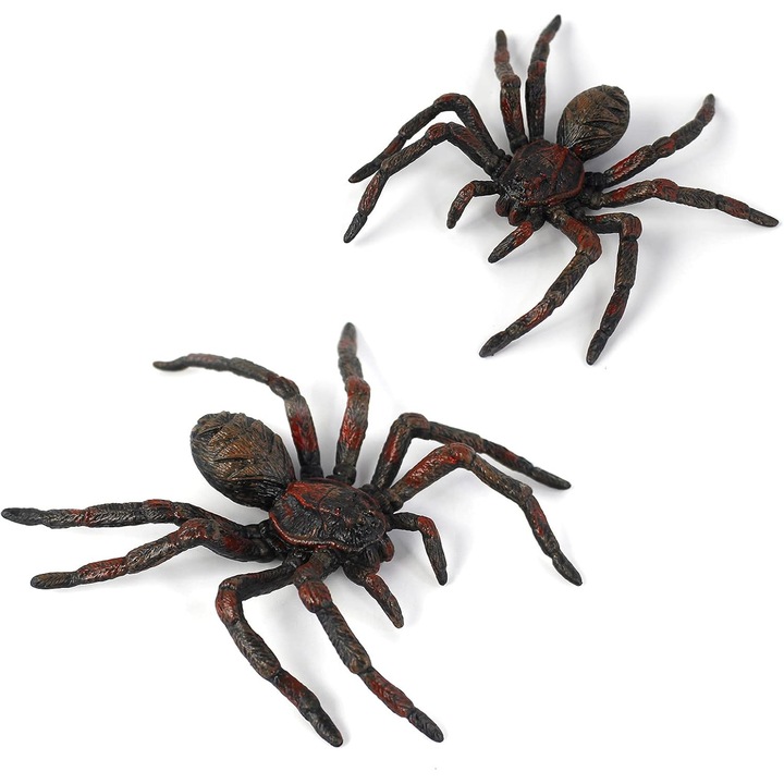 2 darab Halloween dekoráció szett, realisztikus pók design, PVC, fekete