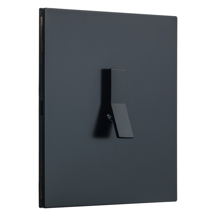 Intrerupator metalic Aurora Y, 1Gang 2 Way, 10A, Negru Mat, 86x86mm, doza inclusa, VimaGlow