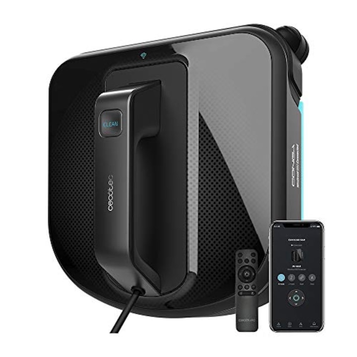 Робот за почистване на прозорци Cecotec Conga Windroid 980, свързан към мрежата. Приложение, Вибриращ моп, 5 режима на почистване, Система. Сигурност, интелигентна навигация (Windroid 980 Connected)