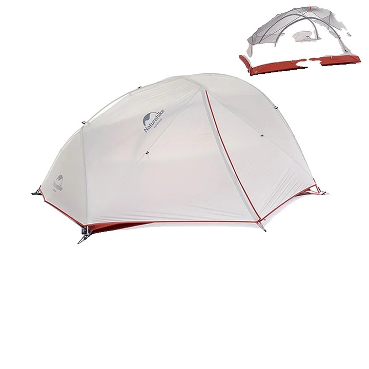 Къмпинг палатка, Ултралека, Водоустойчива, 4 сезона, 20D, Сива, 2 души