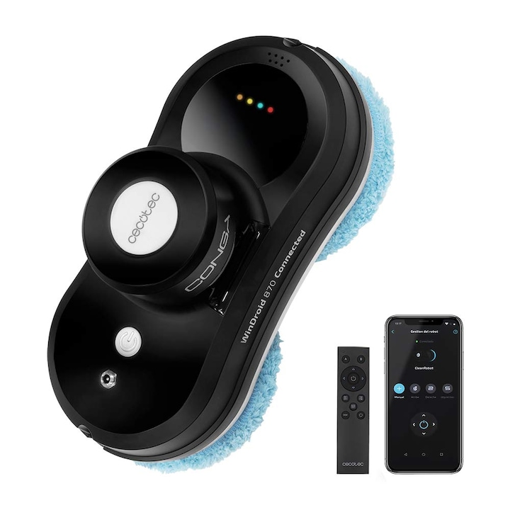 Уред за почистване на прозорци Cecotec Windroid 870, Приложение за управление на устройството и пръсканата течност, Дистанционно управление