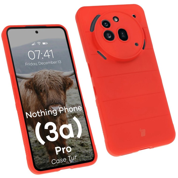 Husa Bizon Case Tur pentru Nothing Phone (3a) Pro, rosu