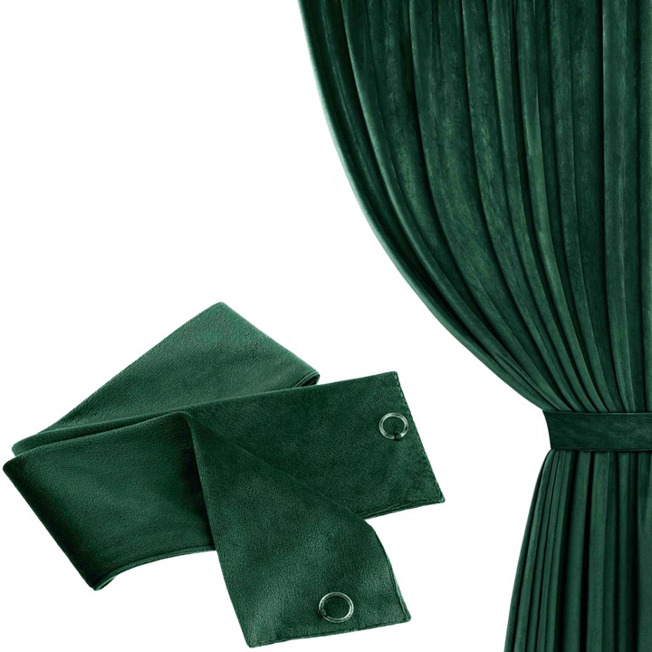 Legatori pentru perdea Spod Igly i Nitki Velvet Soft, catifelata, verde sticla, 8x140 cm