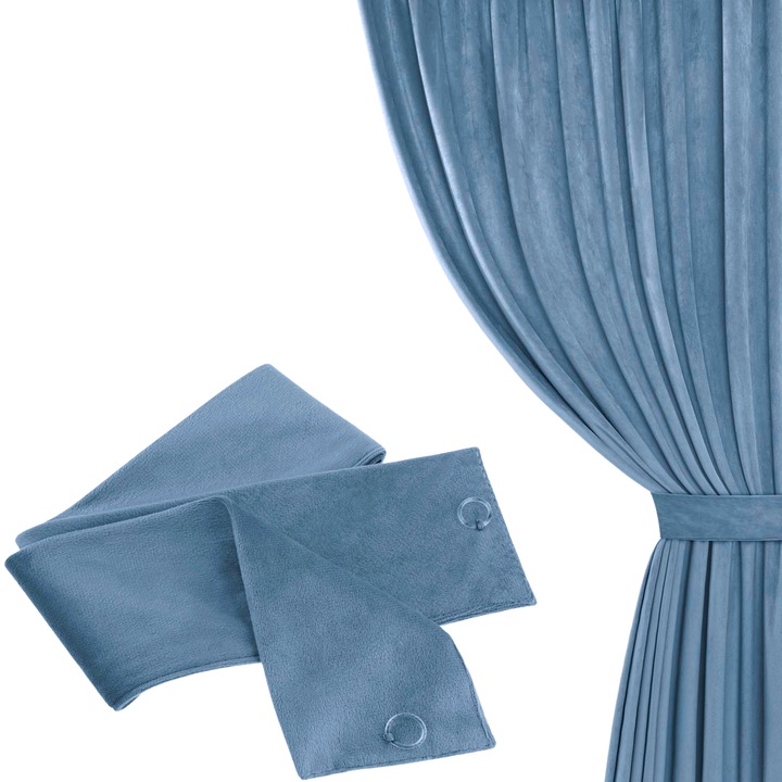 Dekoratív függönykötő Velvet Soft, 8x140 cm, kék, szett