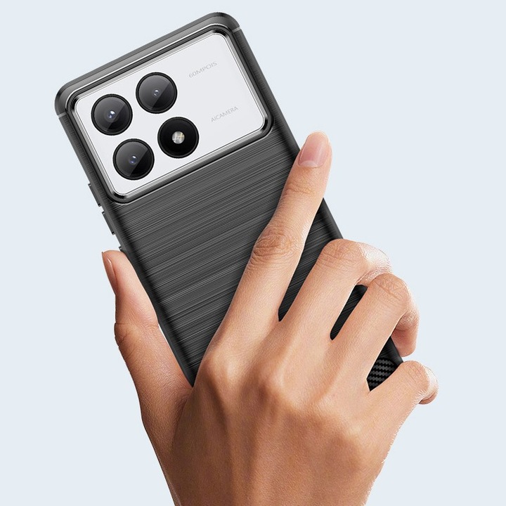 Husuta de Shield pentru Xiaomi Redmi Note 13C 5G, Southern Sky, Protectie 360, din TPU cu element de Carbon, Anti Alunecare, 1.8 mm, Negru