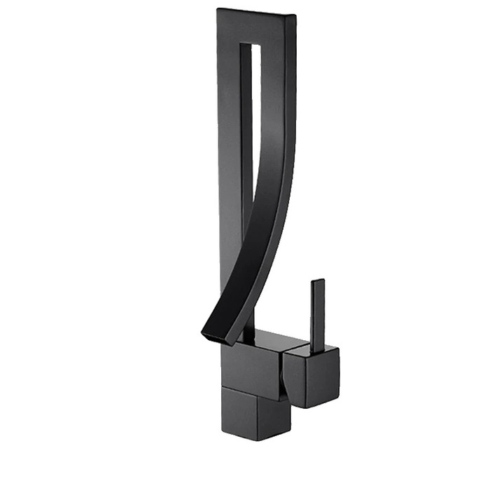 Fürdőszobai csaptelep, arany felülettel, modern stílusú, matt fekete, pultra szerelhető