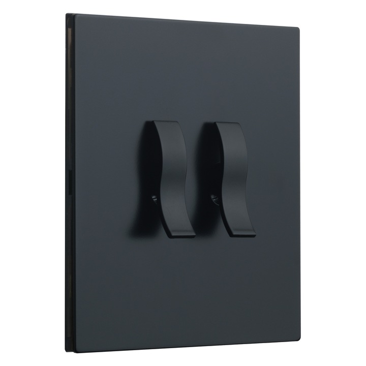 Intrerupator metalic Aurora, 2Gang, 2Way 10A, Negru Mat, 86x86mm, doza inclusa, VimaGlow