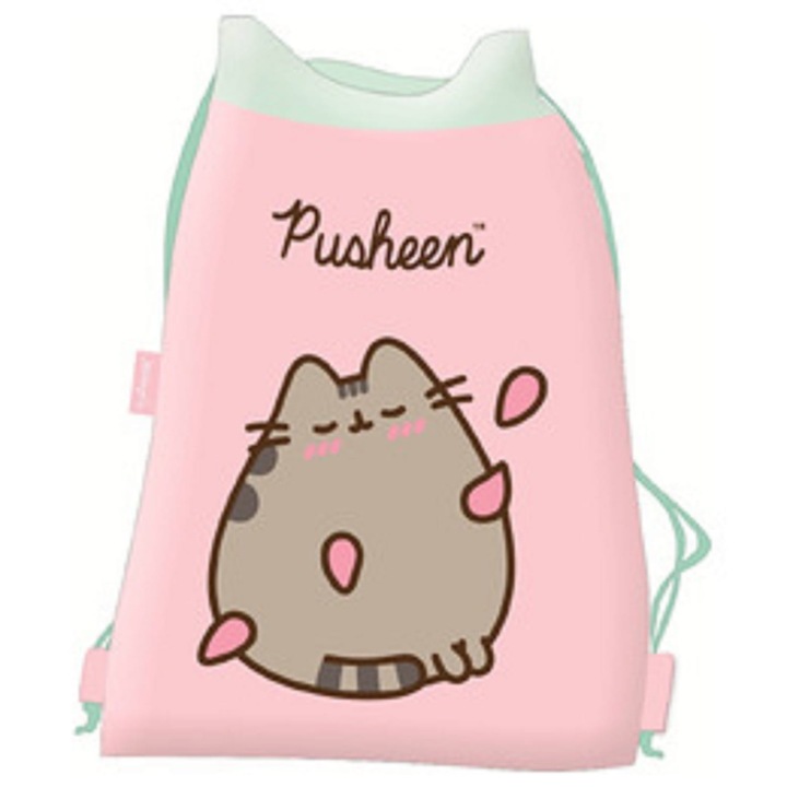 Geanta sportiva Pusheen, roz, 43x34cm, 1 compartiment, material poliester