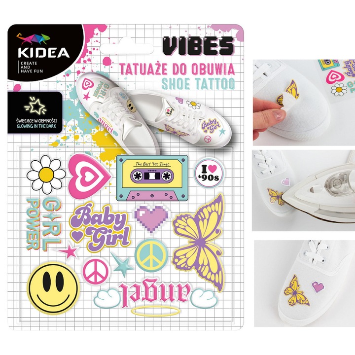 Kidea ideiglenes tetováláskészlet, 90-es évekbeli design, 13,5x17,5cm, többszínű