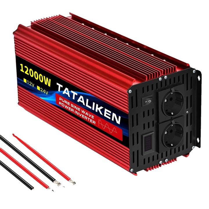 Inverter de putere, 12V, 12000W, 220V, 50Hz, eficienta 0.9